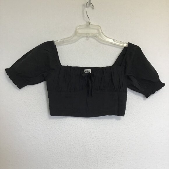 Sunday Best Countess Black Cropped Milkmaid Top Size XS - Picture 8 of 13